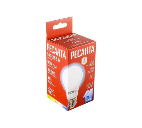 Светодиодная лампа Ресанта LL-R-A60-11W-230-6K-E27 Светодиодная лампа Ресанта LL-R-A60-11W-230-6K-E27