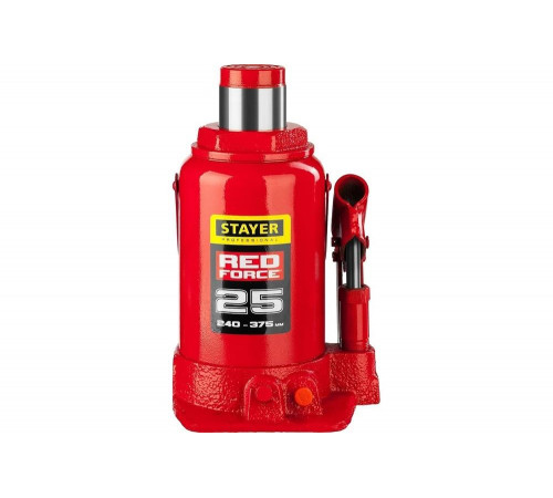 STAYER 25 т, 240-375 мм, домкрат бутылочный гидравлический RED FORCE 43160-25_z01 Professional STAYER 25 т, 240-375 мм, домкрат бутылочный гидравлический RED FORCE 43160-25_z01 Professional