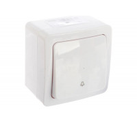 Одноклавишный кнопочный выключатель IEK ВСк20-1-0-ГПБ, открытой установки, IP54, цвет клавиш белый, ГЕРМЕС PLUS EVMP13-K01-10-54-EC