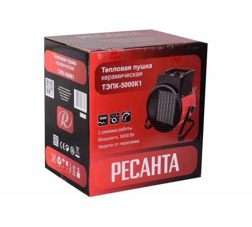 Тепловая электрическая пушка Ресанта ТЭПК-5000К1 (керам.нагревательный элемент) 67/1/50 Тепловая электрическая пушка Ресанта ТЭПК-5000К1 (керам.нагревательный элемент) 67/1/50