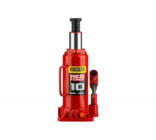 STAYER 10 т, 230-460 мм, домкрат бутылочный гидравлический RED FORCE 43160-10_z01 Professional