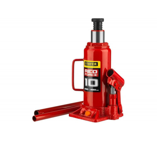 STAYER 10 т, 230-460 мм, домкрат бутылочный гидравлический RED FORCE 43160-10_z01 Professional