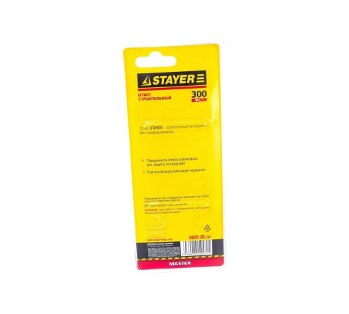 STAYER 5 м, 300 г, отвес строительный со шнуром 0635-30_z01 STAYER 5 м, 300 г, отвес строительный со шнуром 0635-30_z01