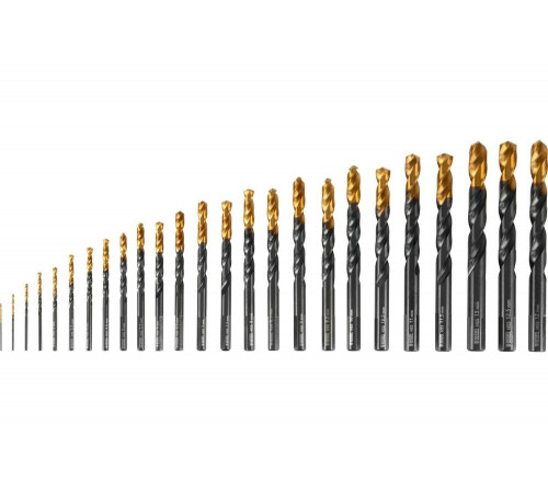 Набор сверл по металлу Golden Tip 1-13 мм, HSS-Tin, 25 шт Denzel 72323 Набор сверл по металлу Golden Tip 1-13 мм, HSS-Tin, 25 шт Denzel 72323