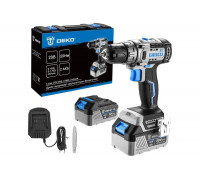 Дрель-шуруповерт аккумуляторная бесщеточная DEKO Loner 20V ONE + в кейсе, 20В, 2x4.0Ач 085-1003
