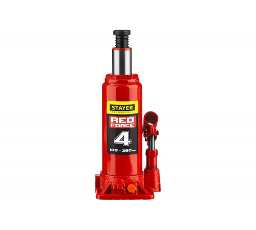 STAYER 4 т, 195-380 мм, домкрат бутылочный гидравлический RED FORCE 43160-4_z01 Professional STAYER 4 т, 195-380 мм, домкрат бутылочный гидравлический RED FORCE 43160-4_z01 Professional