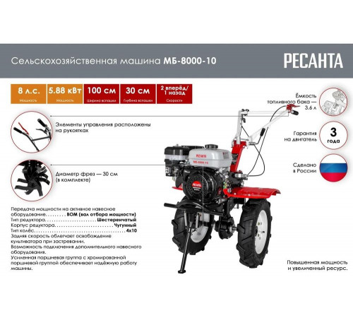 Сельскохозяйственная машина Ресанта МБ-8000-10 70/5/41 Сельскохозяйственная машина Ресанта МБ-8000-10 70/5/41