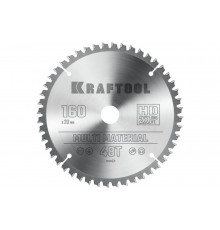 Пильный диск по алюминию KRAFTOOL Multi material 160x20 мм, 48Т 36953-160-20