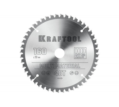 Пильный диск по алюминию KRAFTOOL Multi material 160x20 мм, 48Т 36953-160-20 Пильный диск по алюминию KRAFTOOL Multi material 160x20 мм, 48Т 36953-160-20