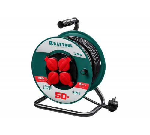KRAFTOOL P-315, ПВС 3х1.5 50м, 3500Вт IP44, Силовой удлинитель на катушке (55084-50) KRAFTOOL P-315, ПВС 3х1.5 50м, 3500Вт IP44, Силовой удлинитель на катушке (55084-50)