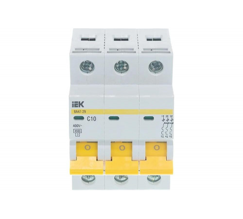 Автомат IEK ВА47-29 3п, C, 10А, 4.5кА