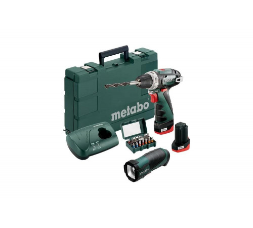 Аккумуляторный винтоверт Metabo PowerMaxx BS Basic + карманный фонарь TLA + 15 бит 600080930 Аккумуляторный винтоверт Metabo PowerMaxx BS Basic + карманный фонарь TLA + 15 бит 600080930
