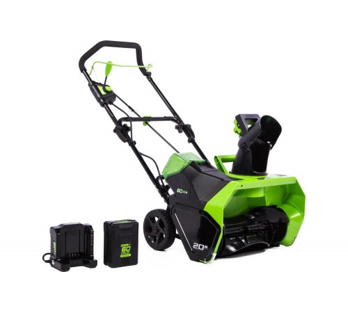 Аккумуляторный бесщеточный снегоуборщик GreenWorks GD60ST 60V, АКБ 6Ач и ЗУ 2602407UF Аккумуляторный бесщеточный снегоуборщик GreenWorks GD60ST 60V, АКБ 6Ач и ЗУ 2602407UF