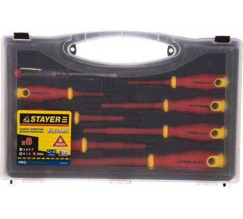 STAYER 8 шт., набор отверток диэлектрических 25145-H8_z01 Professional STAYER 8 шт., набор отверток диэлектрических 25145-H8_z01 Professional