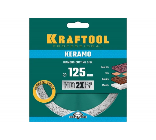 KRAFTOOL Ø 125Х22.2 мм, алмазный, сплошной, по керамограниту, керамической плитке диск отрезной KERAMO 36684-125 KRAFTOOL Ø 125Х22.2 мм, алмазный, сплошной, по керамограниту, керамической плитке диск отрезной KERAMO 36684-125