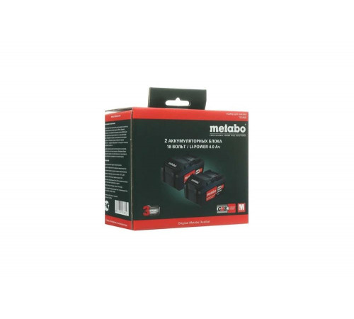 Аккумулятор Li-Power (18В, Li-Ion, 4Ач, 2 шт.) Metabo T03460 Аккумулятор Li-Power (18В, Li-Ion, 4Ач, 2 шт.) Metabo T03460