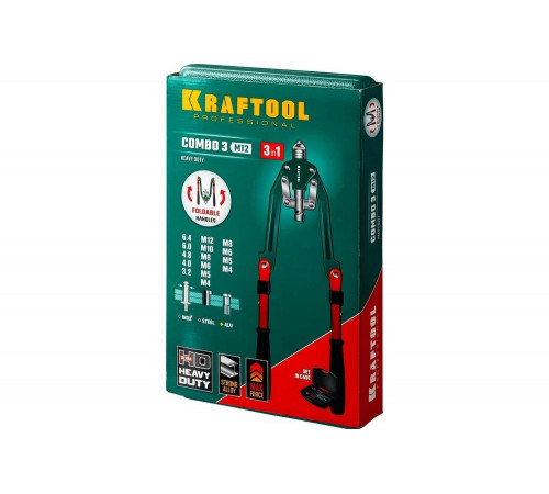 KRAFTOOL заклепки вытяжные, резьбовые (М4-М12, d=3.2-6.4 мм), штифты М4-М8, складной заклепочник 3-в-1, в кейсе, 31182_z01 KRAFTOOL заклепки вытяжные, резьбовые (М4-М12, d=3.2-6.4 мм), штифты М4-М8, складной заклепочник 3-в-1, в кейсе, 31182_z01
