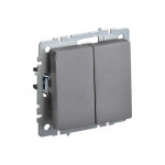 Проходной 2-клавишный выключатель IEK Brite 10а вс10-2-6-брс сталь BR-V22-0-10-K46