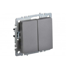 Проходной 2-клавишный выключатель IEK Brite 10а вс10-2-6-брс сталь BR-V22-0-10-K46