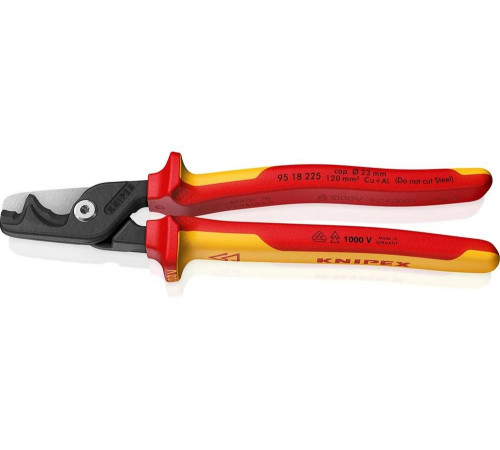 Кабелерез Knipex StepCut XL VDE ступенчатый рез, Ø 23 мм, 225 мм, хром, 2-комп диэлектрические ручки KN-9518225 Кабелерез Knipex StepCut XL VDE ступенчатый рез, Ø 23 мм, 225 мм, хром, 2-комп диэлектрические ручки KN-9518225