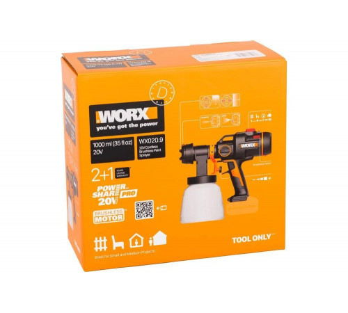 Аккумуляторный бесщеточный краскопульт WORX WX020.9