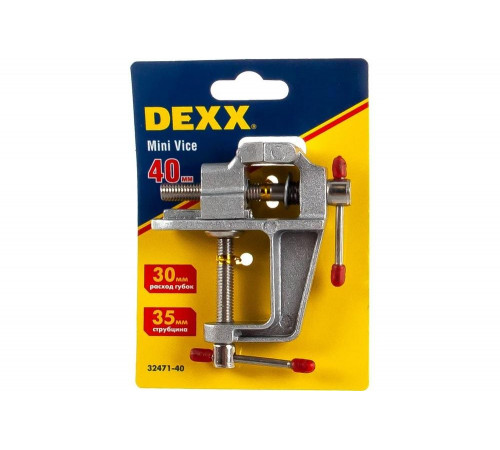 Настольные мини тиски с винтовым зажимом DEXX 40 мм 32471-40 Настольные мини тиски с винтовым зажимом DEXX 40 мм 32471-40