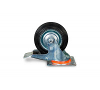 Колесо поворотное резиновое MW120 160 мм с тормозом TOR 1022090