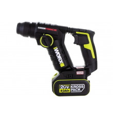 Аккумуляторный перфоратор WORX Professional 20В, 20мм, 1.7Дж, 4Ач х1, ЗУ WU380S