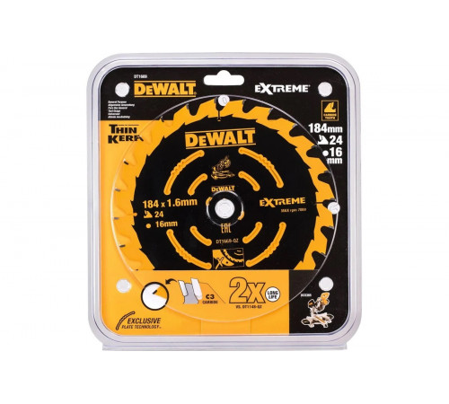 Пильный диск DEWALT DT1669 184х16 мм, 24Z DT1669-QZ