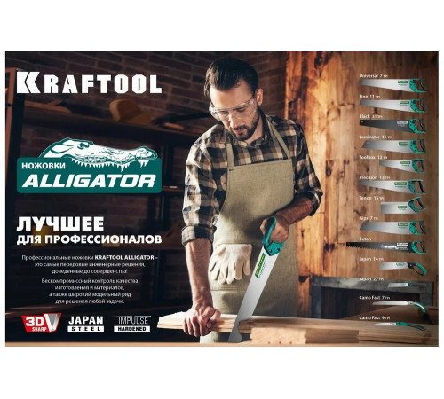 KRAFTOOL 22 TPI, 185 мм, ножовка по дереву для сверхточных работ Alligator Japan 22 1-15194-18-22 KRAFTOOL 22 TPI, 185 мм, ножовка по дереву для сверхточных работ Alligator Japan 22 1-15194-18-22
