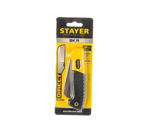 STAYER складной, прямое лезвие, нож монтерский SK-R 45408 Professional STAYER складной, прямое лезвие, нож монтерский SK-R 45408 Professional