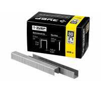 Особотвердые тонкие скобы ЗУБР Профессионал широкие, тип 80, 12 мм, 5000 шт. 31880-12