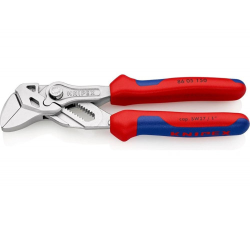 Переставные клещи-ключ Knipex 150 мм, 27 мм (1"), хром, 2К ручки, KN-8605150SB Переставные клещи-ключ Knipex 150 мм, 27 мм (1"), хром, 2К ручки, KN-8605150SB