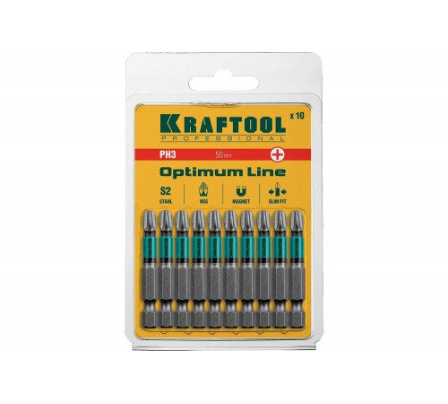 KRAFTOOL PH3, 50 мм, 10 шт., Cr-Mo сталь, набор бит Optimum Line 26122-3-50-10 KRAFTOOL PH3, 50 мм, 10 шт., Cr-Mo сталь, набор бит Optimum Line 26122-3-50-10