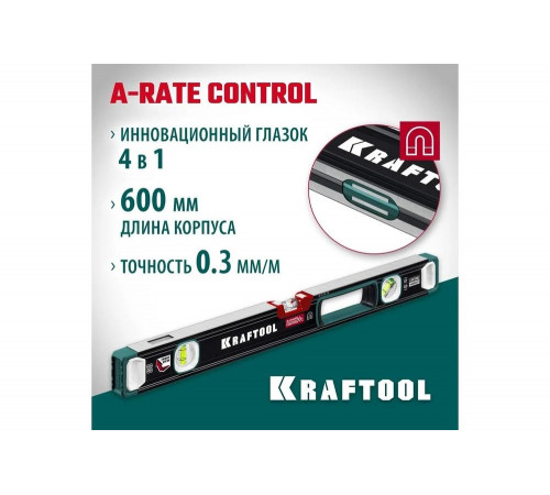KRAFTOOL A-Rate Control 600 мм, Магнитный сверхпрочный уровень (34988-60) KRAFTOOL A-Rate Control 600 мм, Магнитный сверхпрочный уровень (34988-60)