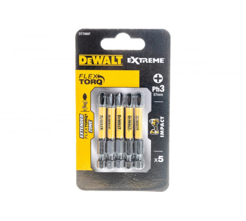 Биты ударные IMPACT Torsion Ph3, 57мм, 5шт. DEWALT DT7999T