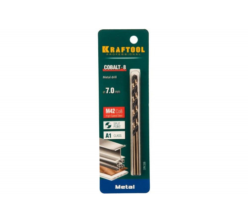 KRAFTOOL Ø 7 х 109 мм, HSS-Co (8%), класс A, сверло по металлу 29656-7 Pro KRAFTOOL Ø 7 х 109 мм, HSS-Co (8%), класс A, сверло по металлу 29656-7 Pro