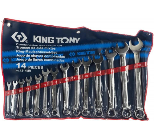 Набор комбинированных ключей, 10-32 мм, 14 предметов KING TONY 1214MR Набор комбинированных ключей, 10-32 мм, 14 предметов KING TONY 1214MR