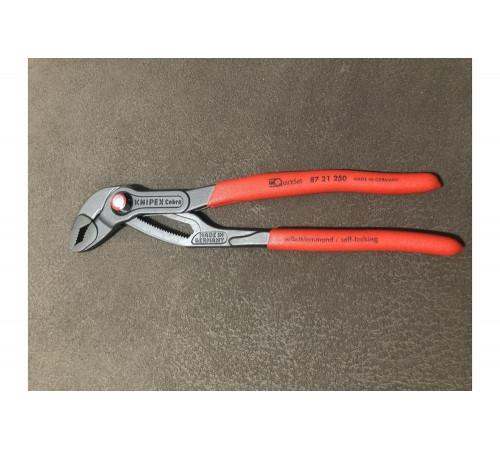 Переставные клещи KNIPEX COBRA QuickSet с фиксатором, быстрая установка, L-250 мм KN-8721250SB