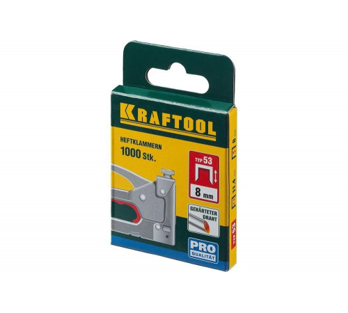 KRAFTOOL скобы тип 53 (A / 10 / JT21), 8 мм, 1000 шт., скобы супертвердые 31670-08 Pro