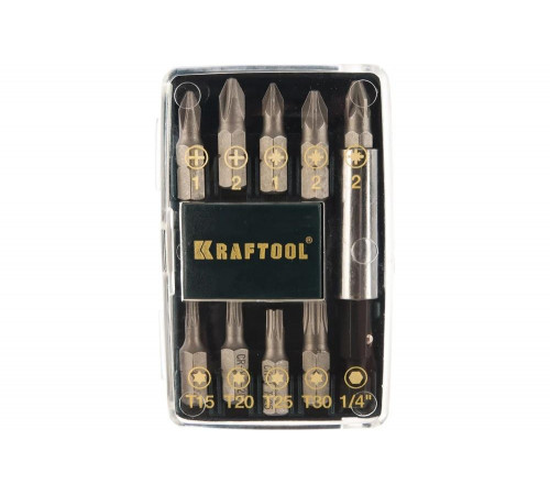 KRAFTOOL Compact-10 с магнитным адаптером 10 шт, Набор бит (26130-H10) KRAFTOOL Compact-10 с магнитным адаптером 10 шт, Набор бит (26130-H10)