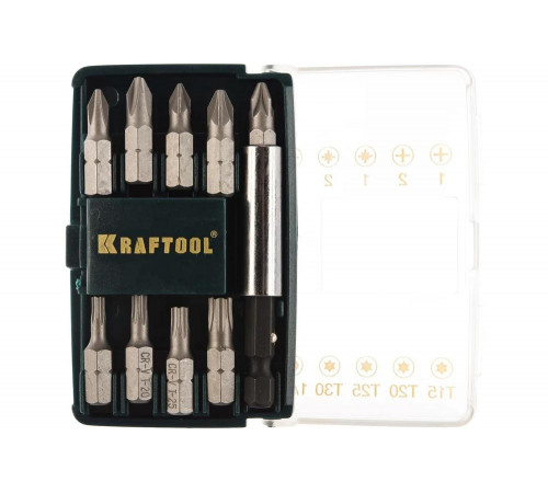 KRAFTOOL Compact-10 с магнитным адаптером 10 шт, Набор бит (26130-H10) KRAFTOOL Compact-10 с магнитным адаптером 10 шт, Набор бит (26130-H10)