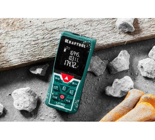 Лазерный дальномер KRAFTOOL LD-150 дальность 5см - 150м, точность 1.5 мм 34767 Лазерный дальномер KRAFTOOL LD-150 дальность 5см - 150м, точность 1.5 мм 34767