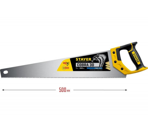 STAYER 7 TPI, 500 мм, ножовка универсальная (пила) COBRA 3D 1512-50_z01 Professional STAYER 7 TPI, 500 мм, ножовка универсальная (пила) COBRA 3D 1512-50_z01 Professional