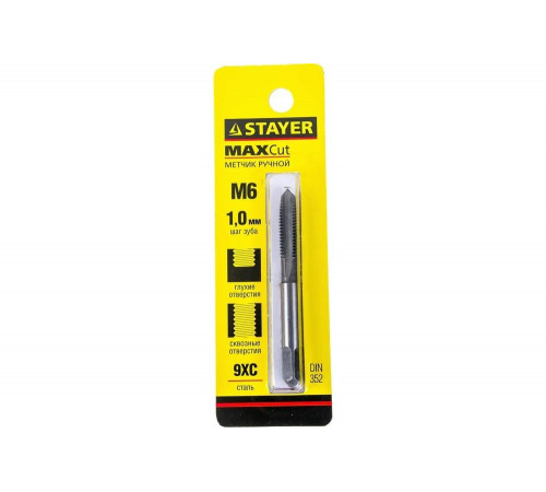 STAYER M6х1.0 мм, метчик для сквозных и глухих отверстий MaxCut 28021-06-1.0 STAYER M6х1.0 мм, метчик для сквозных и глухих отверстий MaxCut 28021-06-1.0