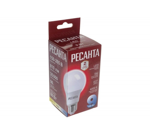 Светодиодная лампа Ресанта LL-R-A60-9W-230-4K-E27 Светодиодная лампа Ресанта LL-R-A60-9W-230-4K-E27