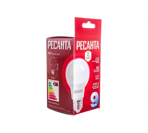 Светодиодная лампа Ресанта LL-R-A60-9W-230-4K-E27 Светодиодная лампа Ресанта LL-R-A60-9W-230-4K-E27