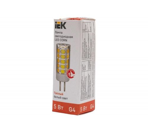 Светодиодная лампа IEK corn капсула 5вт 12в 3000к керамика g4 LLE-CORN-5-012-30-G4 Светодиодная лампа IEK corn капсула 5вт 12в 3000к керамика g4 LLE-CORN-5-012-30-G4
