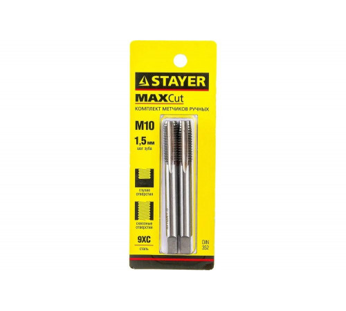 STAYER M10 х 1.5 мм, 2 шт., комплект метчиков MaxCut 28025-10-1.5-H2 STAYER M10 х 1.5 мм, 2 шт., комплект метчиков MaxCut 28025-10-1.5-H2