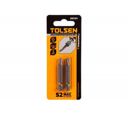 Набор вставок бит торцевых 1/4", Torx, T27, 50 мм, 2 шт TOLSEN TT20325 Набор вставок бит торцевых 1/4", Torx, T27, 50 мм, 2 шт TOLSEN TT20325